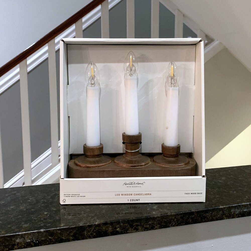 Hearth & and Hand with Magnolia Wooden LED Window Candelabra Christmas 2025 NEW